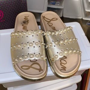 Gold flip flops